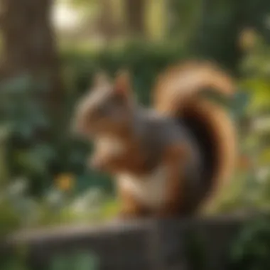 Squirrel Observing in a Garden Squirrel in a garden setting