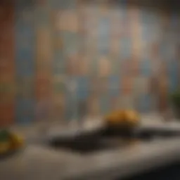 A beautifully tiled kitchen wall showcasing vibrant colors and intricate patterns.