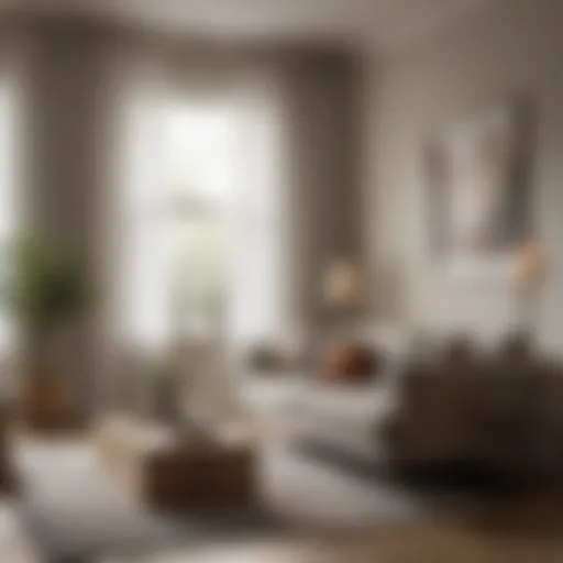 A beautifully designed living room featuring sheer curtains that diffuse natural light.