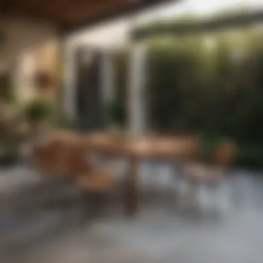 Stylish Arrangement: Acacia Chairs Complementing Modern Outdoor Décor Stylish acacia patio chairs arranged around a modern outdoor table