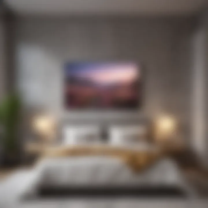 Elegant wall-mounted TV creating a modern bedroom ambiance