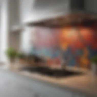 Creative Painted Backsplash Design Vibrant painted backsplash adding character to the kitchen