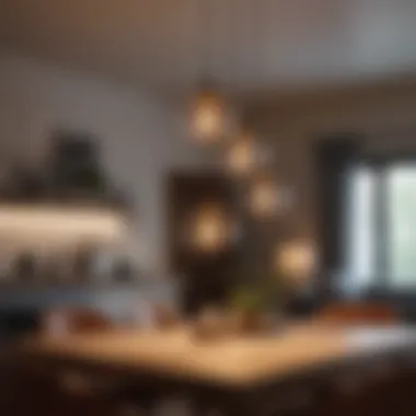 Cozy Pendant Lighting Soft pendant lights creating a warm ambiance in a cozy living room