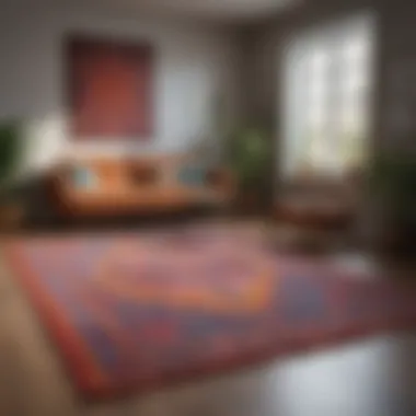 Colorful rugs adding vibrancy to a minimalist living space