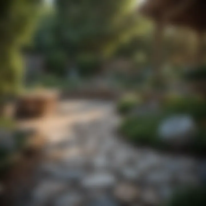 A beautifully landscaped backyard with stone features