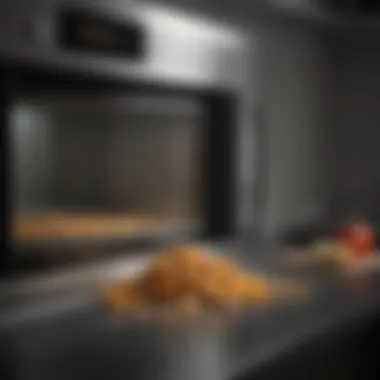 Understanding the Challenge: Food Residues in Your Microwave A close-up of stubborn food residues before cleaning