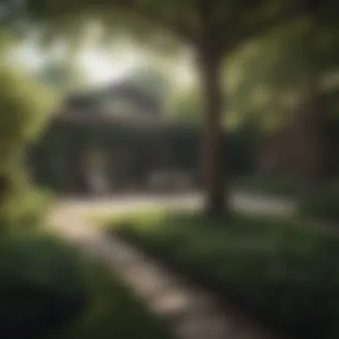 Shaded Backyard with Flourishing Trees A serene backyard showcasing fast-growing trees providing shade