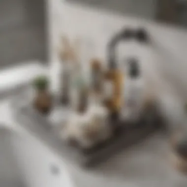 Metal Bathroom Organizer Tray Modern metal organizer tray holding toiletries