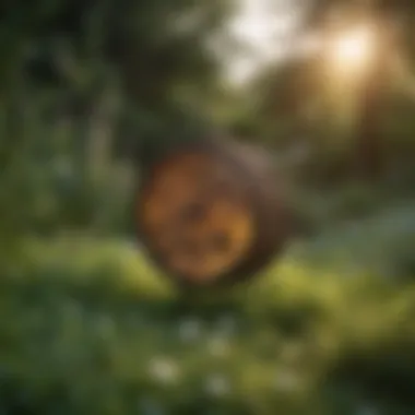 A beautifully designed bees trap in a lush garden
