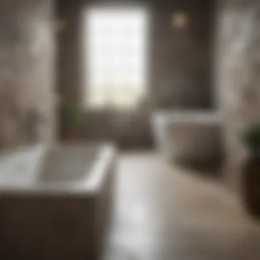 Textured natural stone tiles adding character to a bathroom