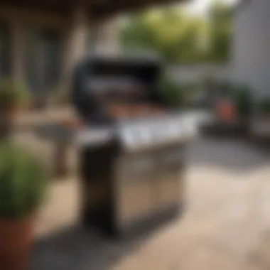 Stylish outdoor gas grill on a patio