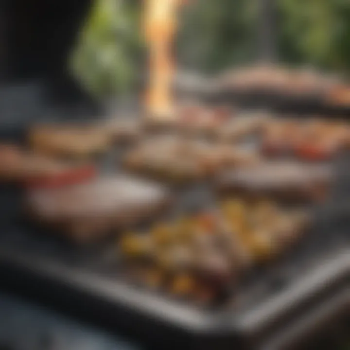 Variety of grilled foods on a gas grill