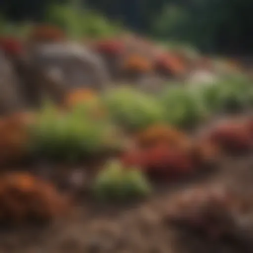 Colorful display of various organic mulches