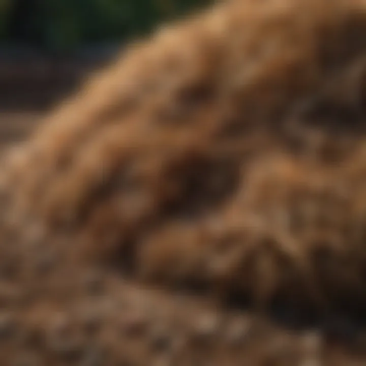 Garden bed covered with straw mulch