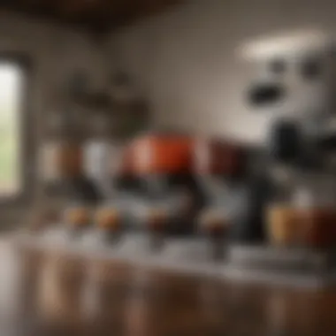 Variety of Coffee Makers Diverse range of single cup coffee makers lined up.