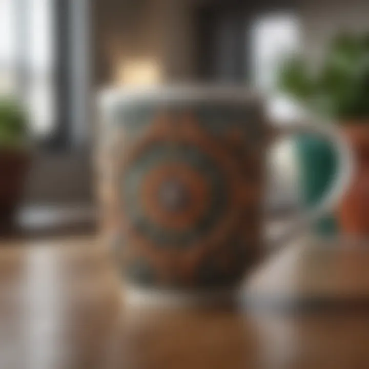 Close-up of a Better Homes and Gardens mug showcasing its intricate design