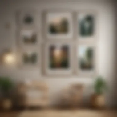 Nature-Inspired Art Collection A collection of framed nature-inspired art pieces in a cozy nursery setting