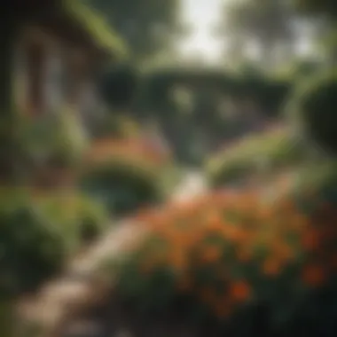 Seasonal changes illustrated in a flower garden