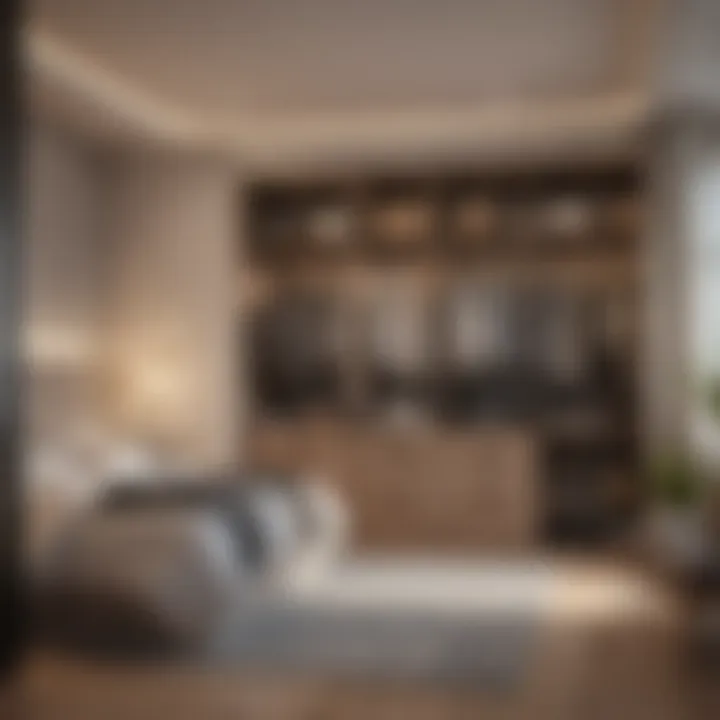 Cozy bedroom showcasing a well-designed built-in closet for efficient space use.