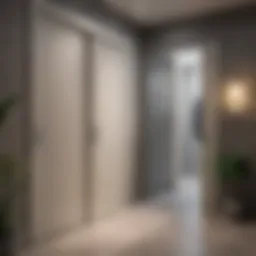 Elegant changing room door showcasing unique design elements.