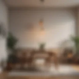 Minimalist dining table set in a cozy corner of a small room