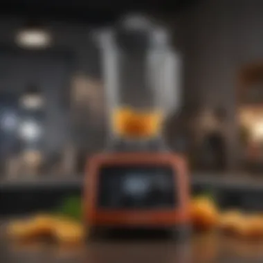 High-Performance Blender Features A high-performance blender with a sleek design highlighting its powerful motor.