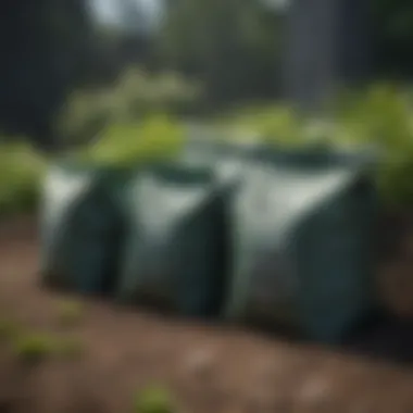 Different fertilizer bags arranged for selection.