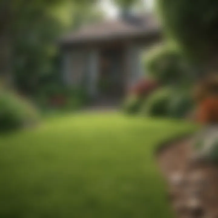 Seasonal changes in a lush green lawn.