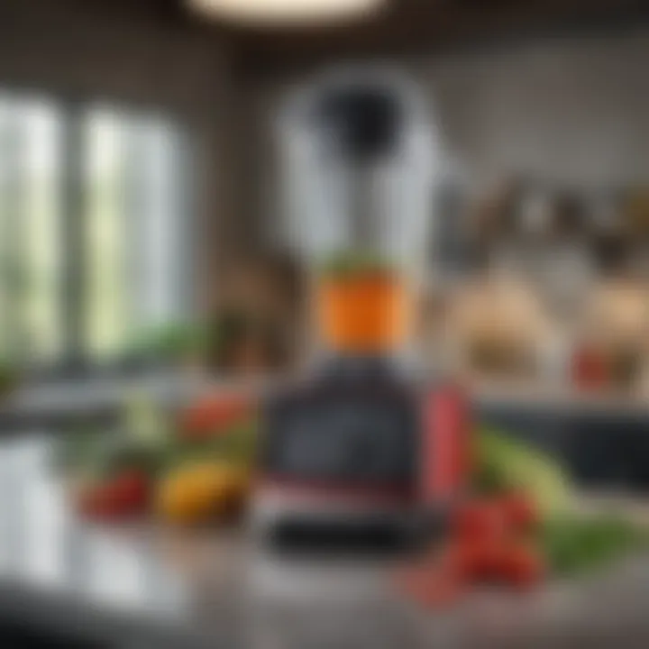 Close-up of Vitamix blending fresh ingredients