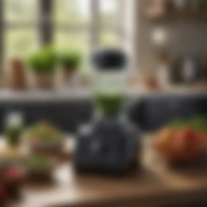 Vitamix beside a variety of healthy recipes