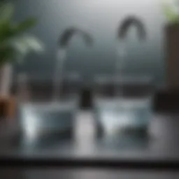 A close-up view of a water hardness test kit showing the difference between hard and soft water.