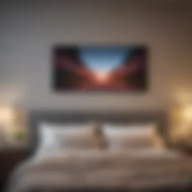 Modern Wall Art Above Bed Elegant wall art arrangement above a bed showcasing modern design