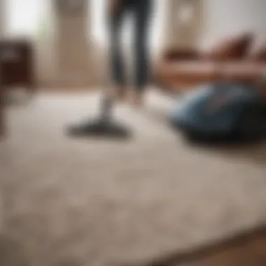 Effective Vacuuming Techniques for Area Rugs A person vacuuming an area rug effectively