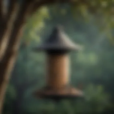 Close-up of a clean bird feeder hanging from a tree