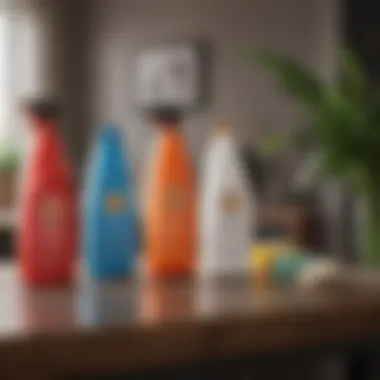 Variety of cleaning products on a table