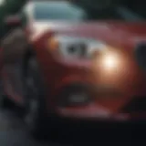 Close-up view of clean and shiny front car lights