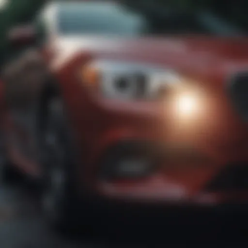 Close-up view of clean and shiny front car lights
