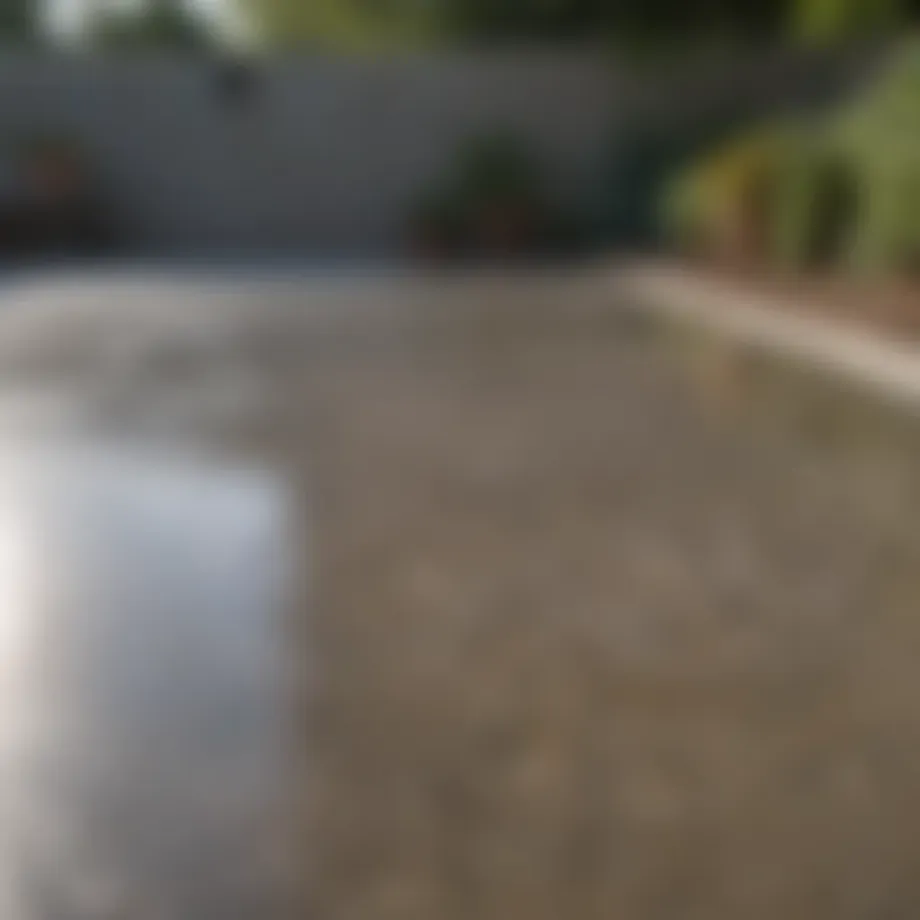 A pristine concrete patio before cleaning