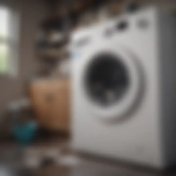 Washing machine interior with residue buildup