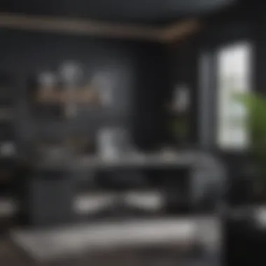 Bold Black and Grey Elegance Chic office setup with grey accents and bold black elements