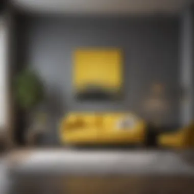 Grey and Yellow Harmony Elegant room showcasing grey walls with vibrant yellow accents