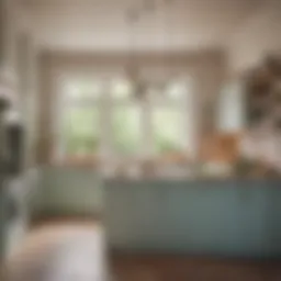 A serene kitchen painted in soft pastel colors