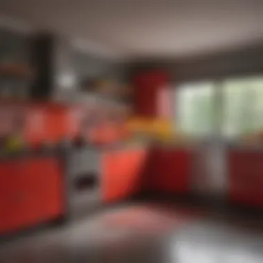 A vibrant kitchen showcasing bold primary colors