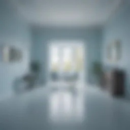 A serene light blue room that creates an illusion of spaciousness.