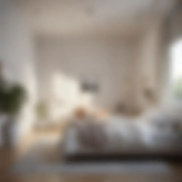 A small bedroom using white accents to maximize light and create an airy atmosphere.