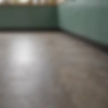 Close-up view of textured coloured vinyl flooring in a stylish kitchen