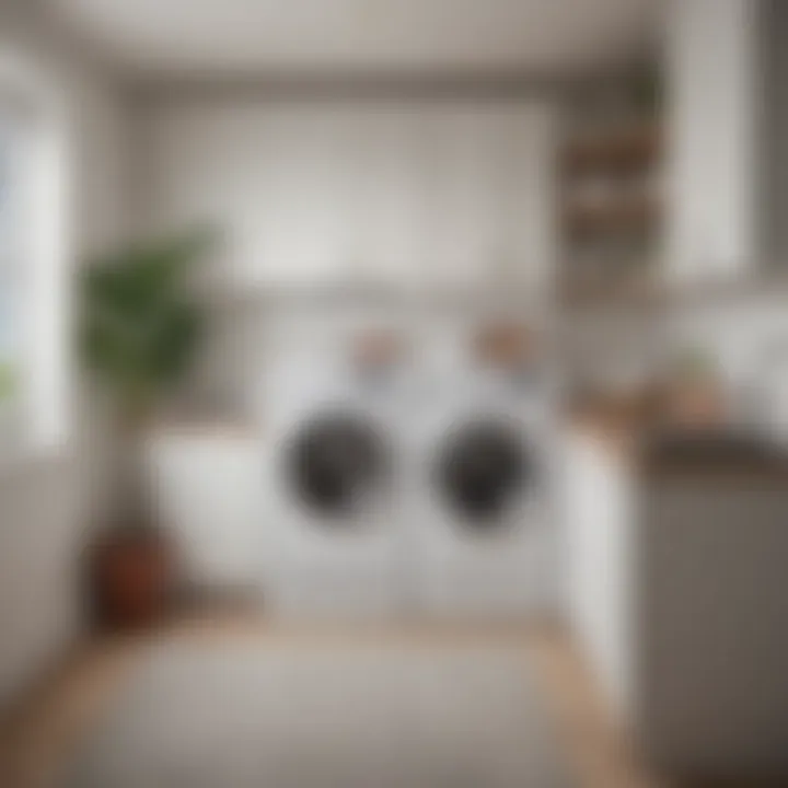Space-saving washer-dryer combo in a minimalistic laundry area