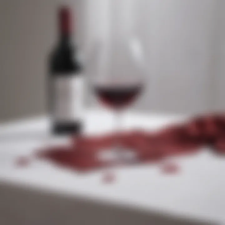 Spilled red wine on a white tablecloth