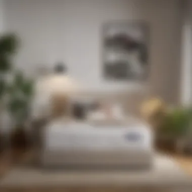 A variety of bed-in-a-box mattresses displayed in a retail environment
