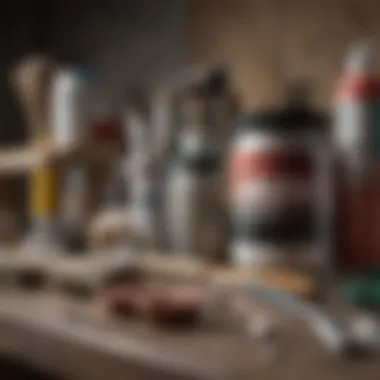 Well-organized painting supplies and tools ready for use